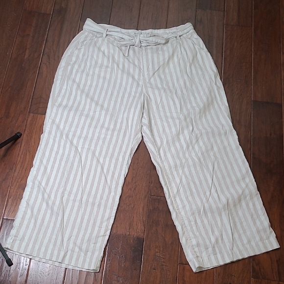 Torrid Cream & Tan Linen Blend Wideleg pants with Ribbon Style Belt size 20 - Picture 2 of 11